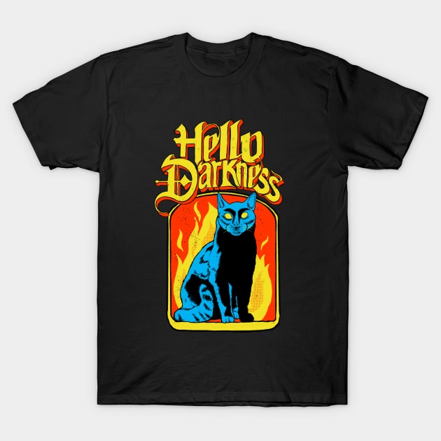 Hello Darkness - Black Cat T-Shirt by rjartworks